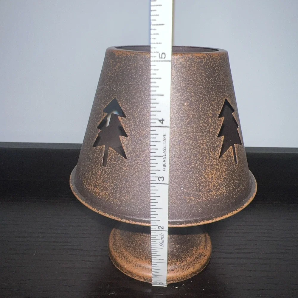 Small Lamplike Candle Holder Antique Copper Like Metal Snowflake Pattern